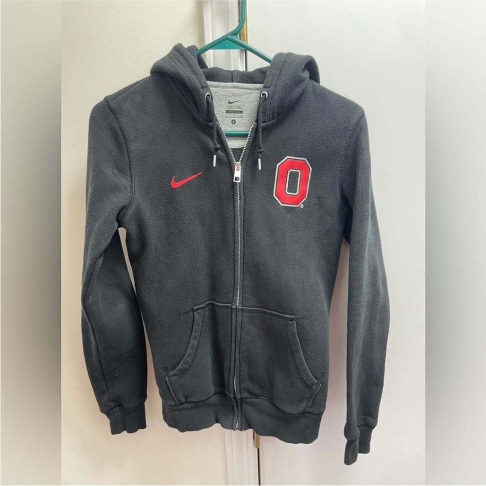 Women’s Nike Ohio State OSU Buckeyes Black Full Zip Hoodie Hooded Sweatshirt SM